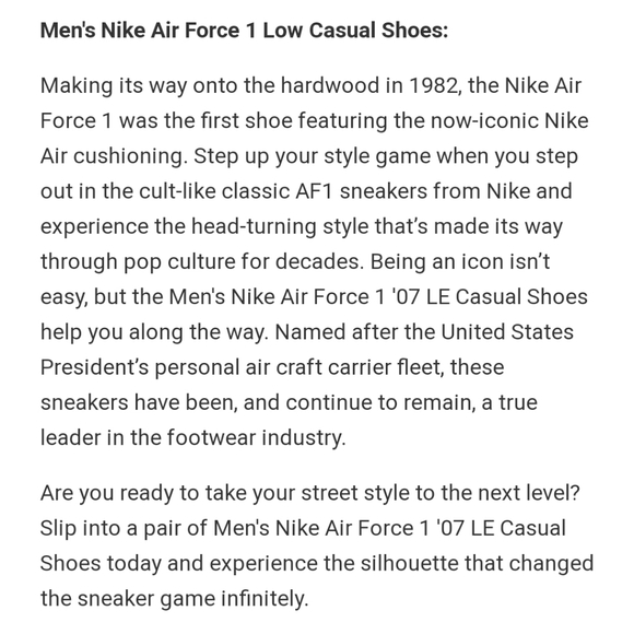 Unisex Nike AF1 '07 LE Sneakers - Picture 9 of 10